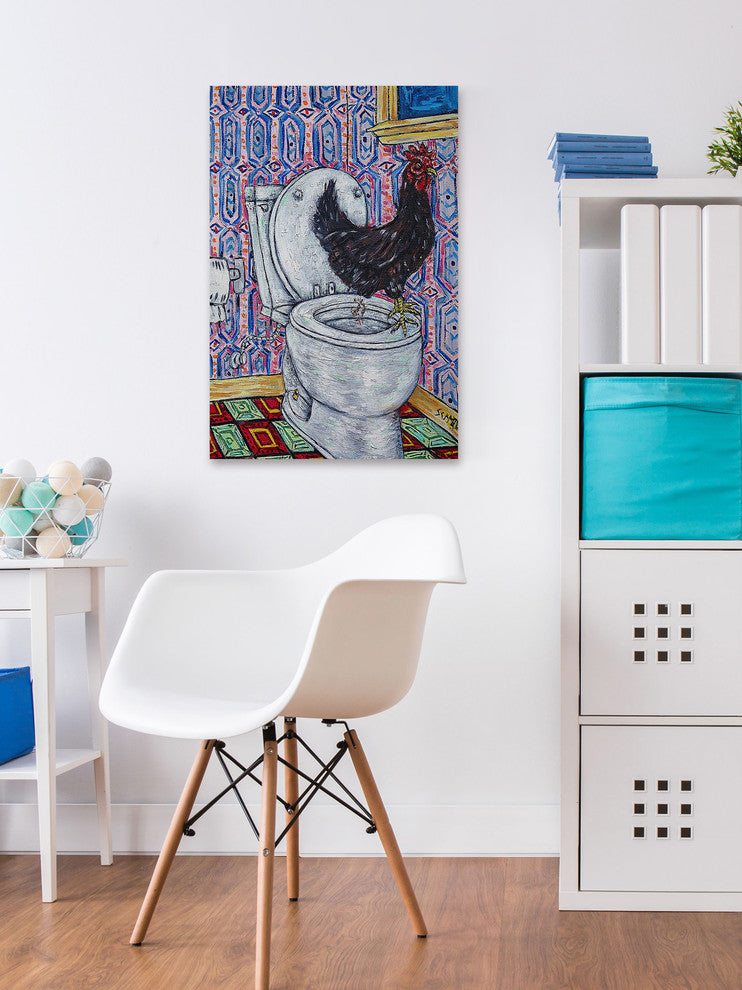 "Chicken" Painting Print on Wrapped Canvas, 16"x24"