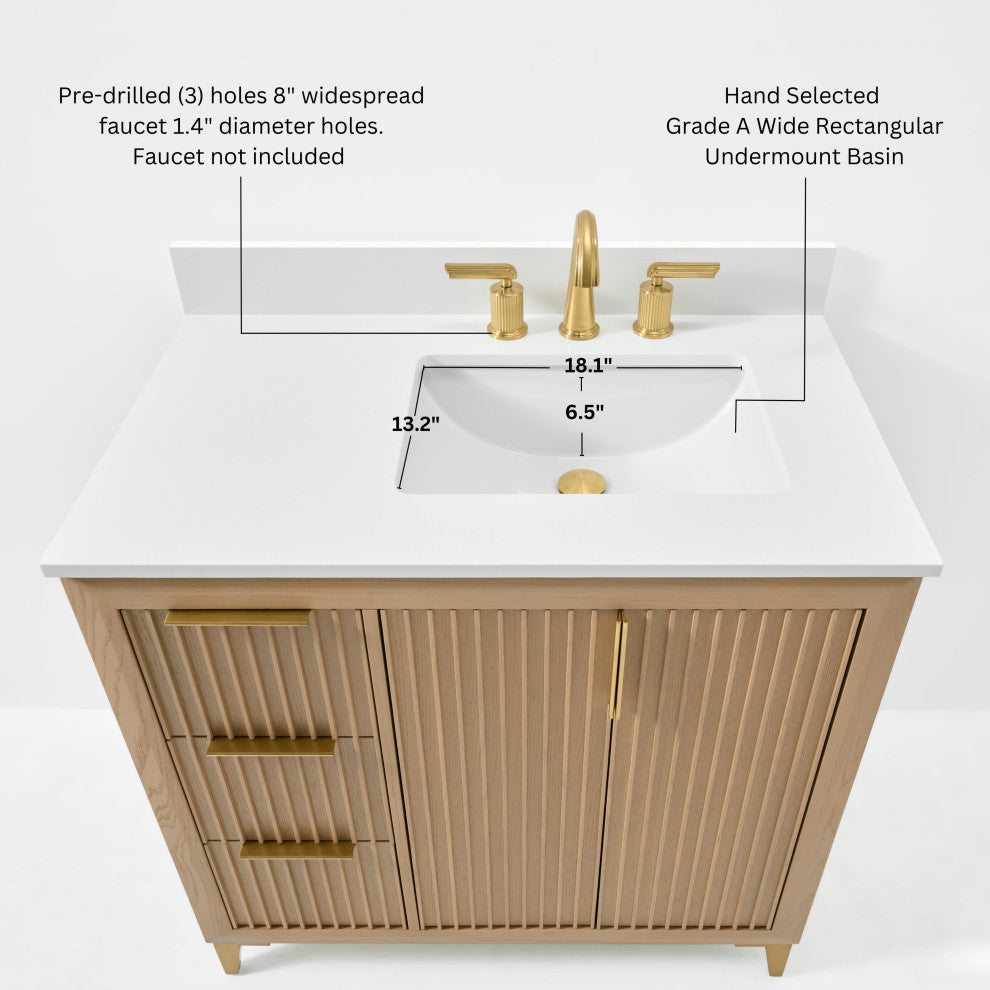 Turlington Bath Vanity Set, Oak, 36"