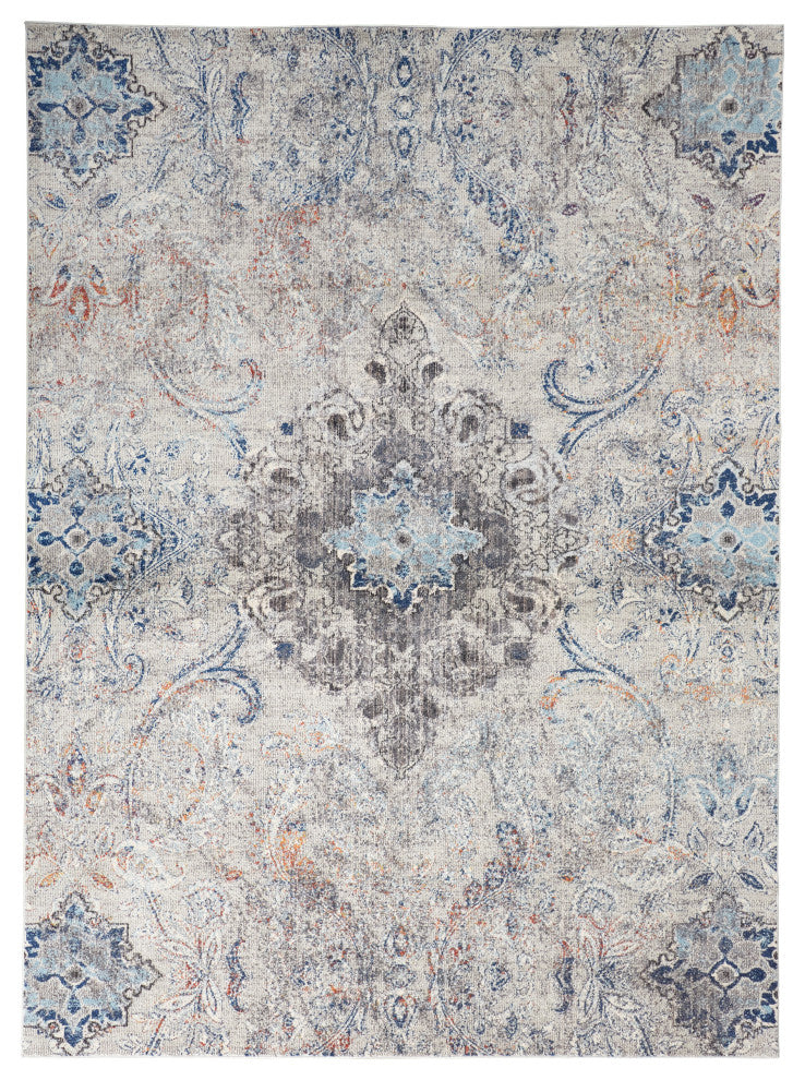Weave & Wander Bellini Rug, Gray/Blue, 9ft-2in x 12ft-4in Rug