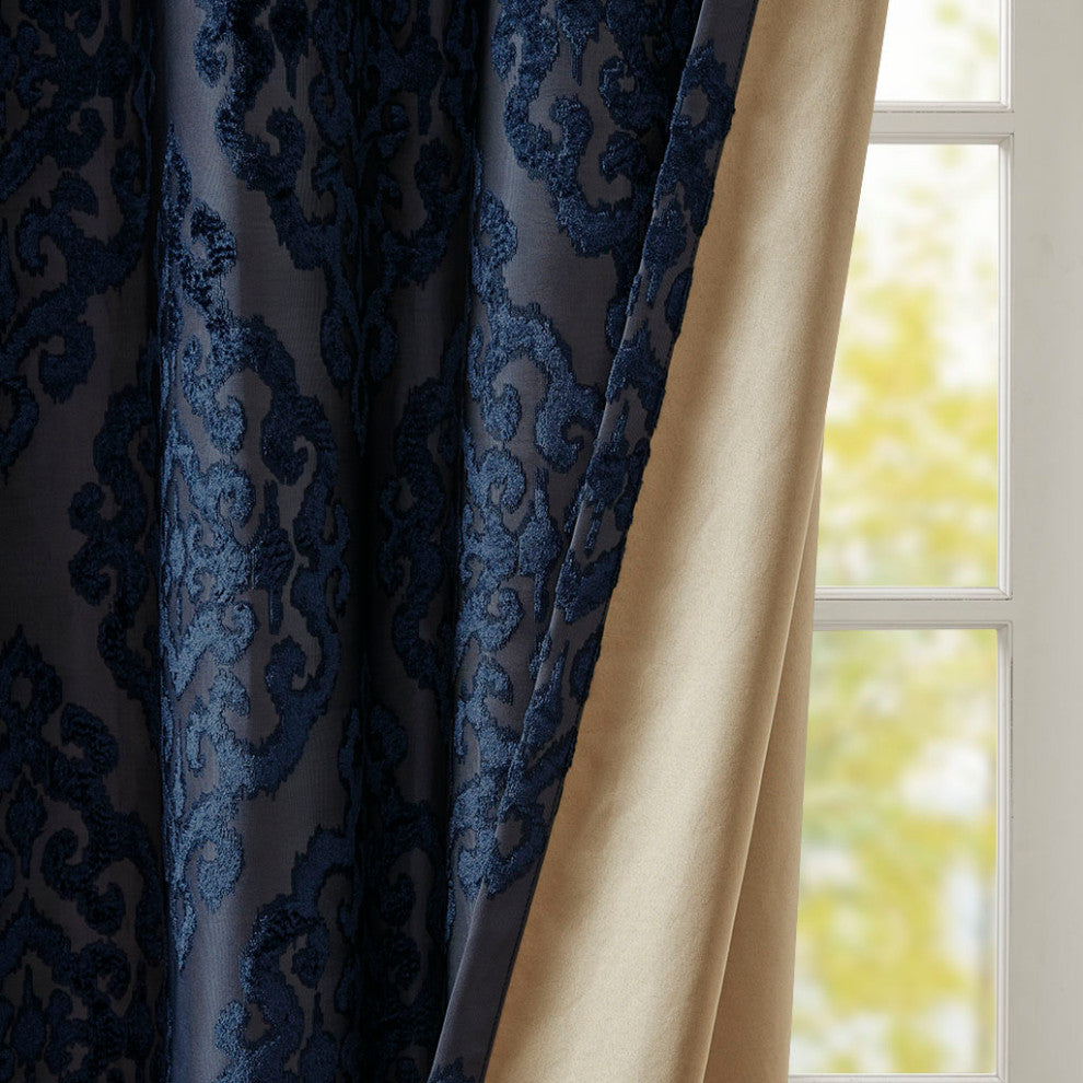 SunSmart Mirage Knitted Jacquard Damask Total Blackout Grommet Top Curtain Panel