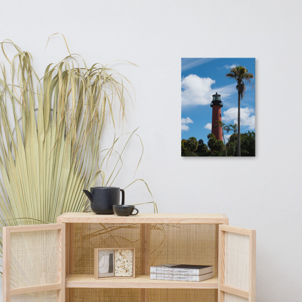 Jupiter Lighthouse Color Coastal Landscape Photo Canvas Wall Art Print, 18" X 24"