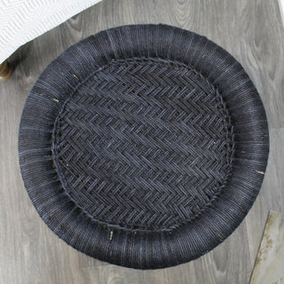 Natural Geo Moray Decorative Handwoven Jute Accent Stool, Black
