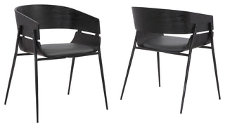 Bronte Wood and Metal Contemporary Dining Room Chairs Set of 2