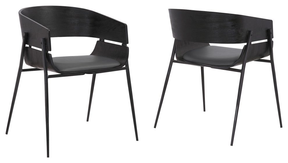 Bronte Wood and Metal Contemporary Dining Room Chairs Set of 2