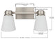 Jordan 2-Light Vanity Light, Satin Nickel With Frosted White Glass Shades