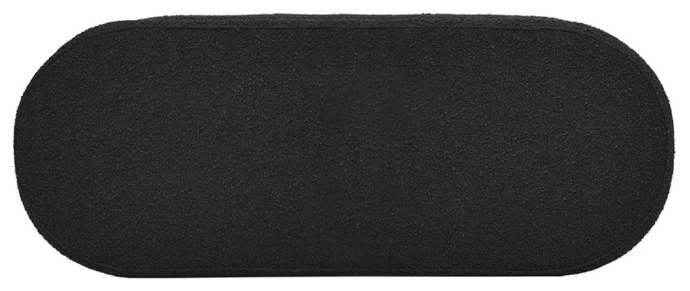 Fuji 49" Upholstered Oval Storage Bench, Ebony Black