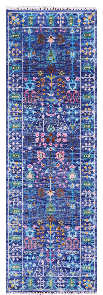 2' 7" X 7' 11" Runner Turkish Oushak Hand-Knotted Wool Rug - Q15909