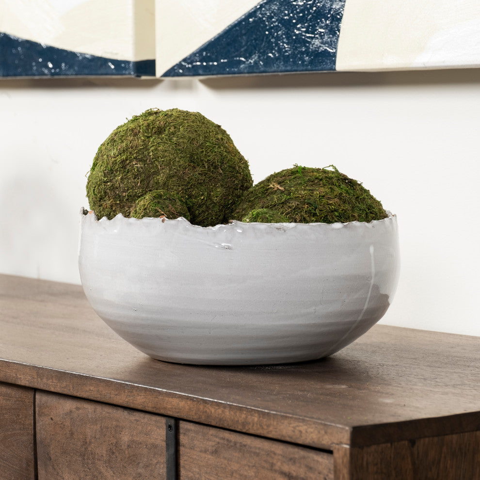Larsen 13Lx13W White Ceramic Large Decorative Bowl