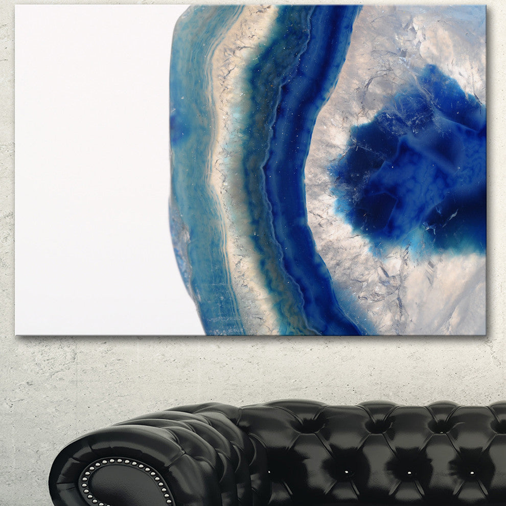 Macro of Blue Agate Stone, Abstract Canvas Wall Art Print, 60"x28"