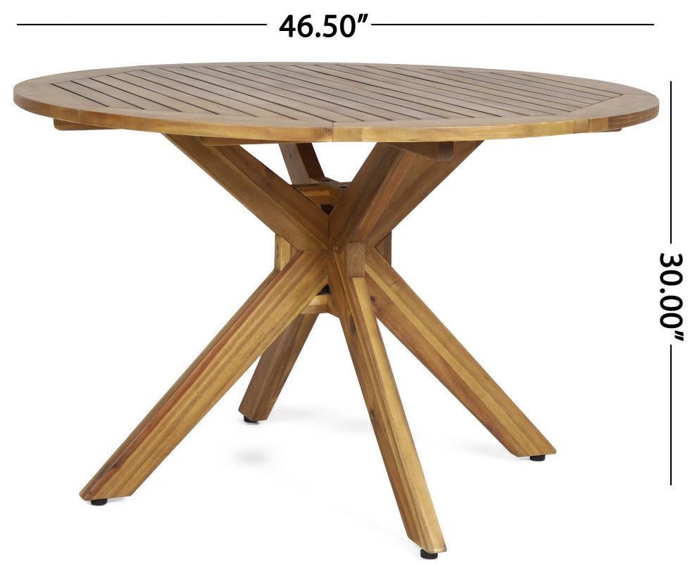 GDF Studio 5-Piece Jordan Outdoor Acacia Wood Dining Set, Teak Finish/Creme