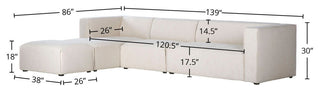 Premium Upholstered Sectional With Ottoman, Beige, Left Arm Facing