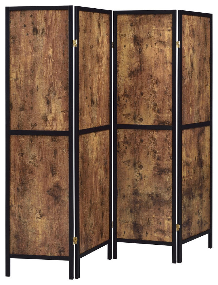 4-Panel Folding Screen, Antique Nutmeg And Black