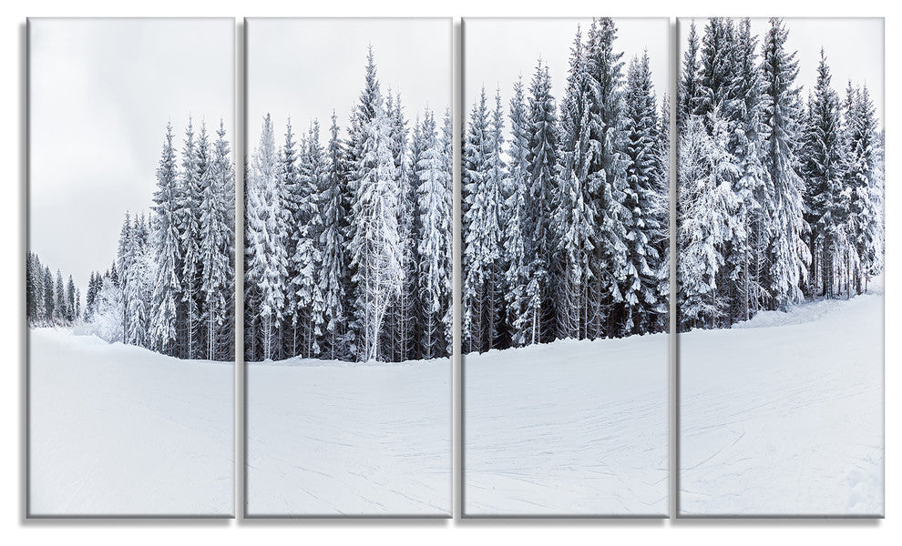"Black and White Snow-Capped Hills" Landscape Wall Art", 4 Panels, 48"x28"
