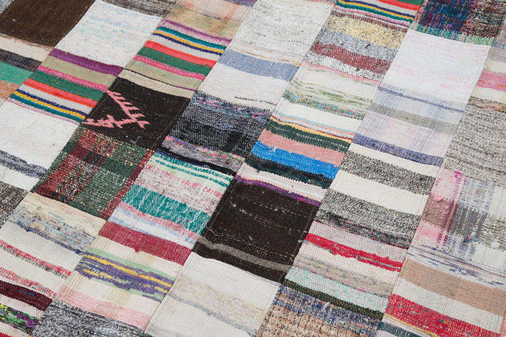 Rug N Carpet - Handmade Anatolian 7' 11'' x 9' 10'' Unique Patchwork Kilim Rug