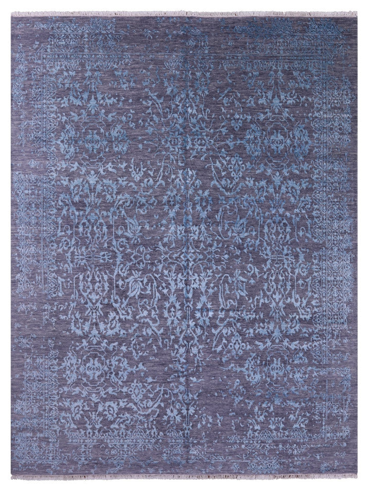 8' 1" X 10' 4" Modern Hand-Knotted Wool and Silk Rug Q8436