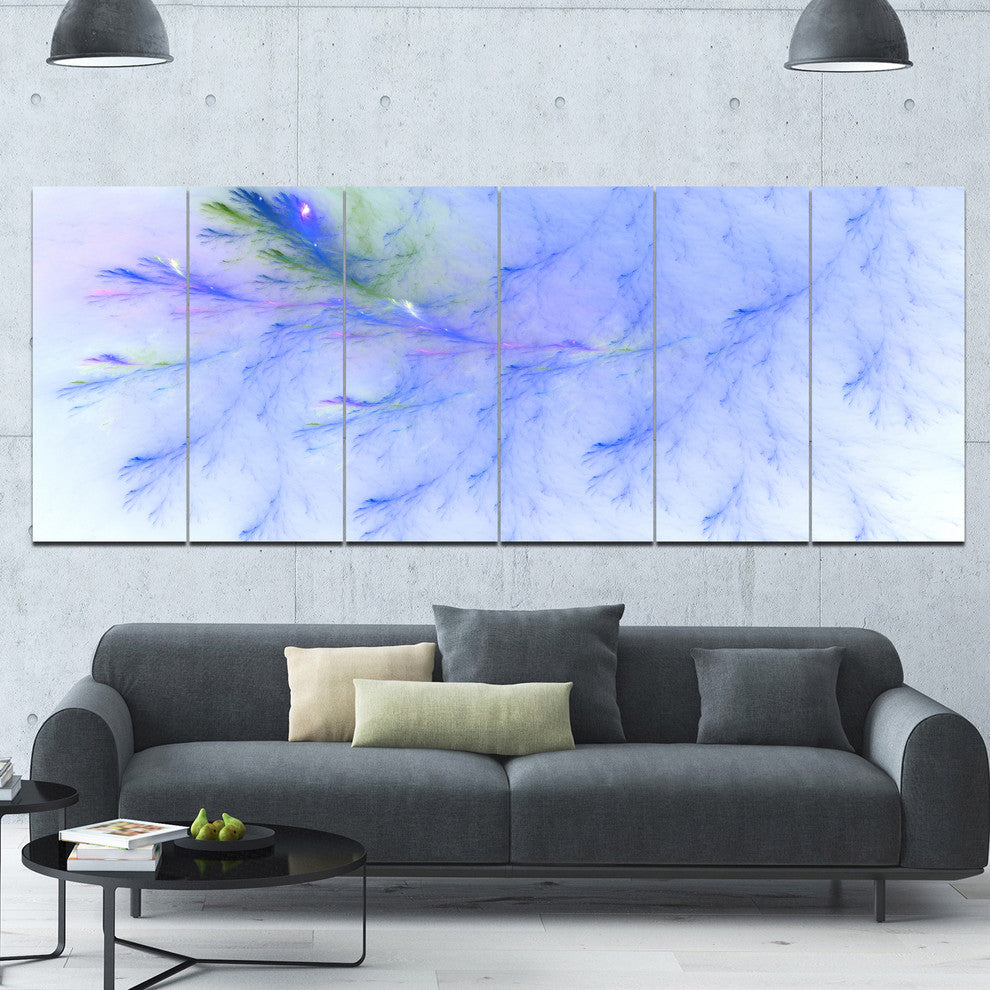 Light Blue Veins of Marble, Abstract Wall Art Canvas, 70"x28", 6 Panels