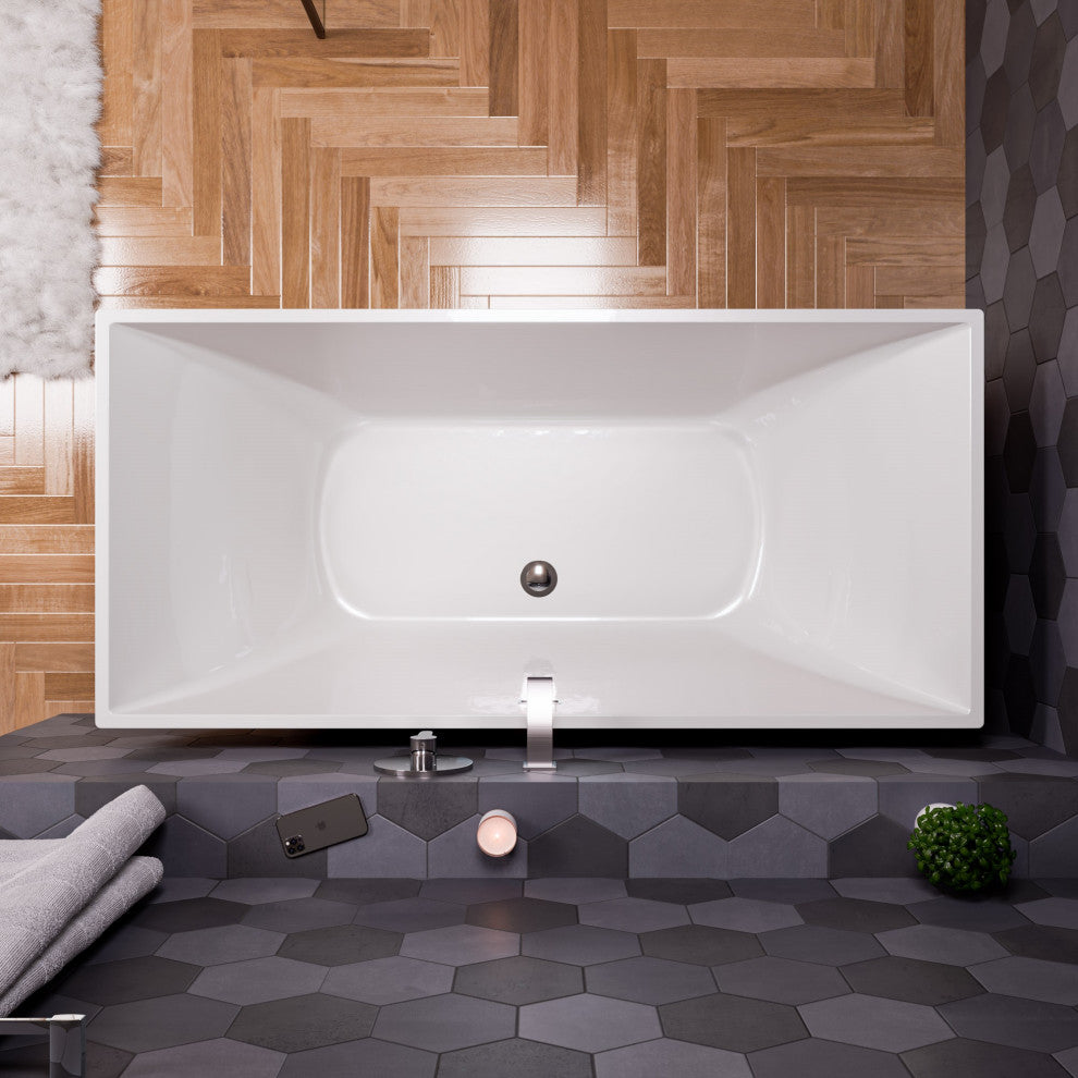 ALFI brand AB8840 67 Inch White Rectangular Acrylic Free Standing Bathtub