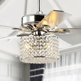 Brandy 52" 3-Light Crystal LED Ceiling Fan With Remote, Chrome