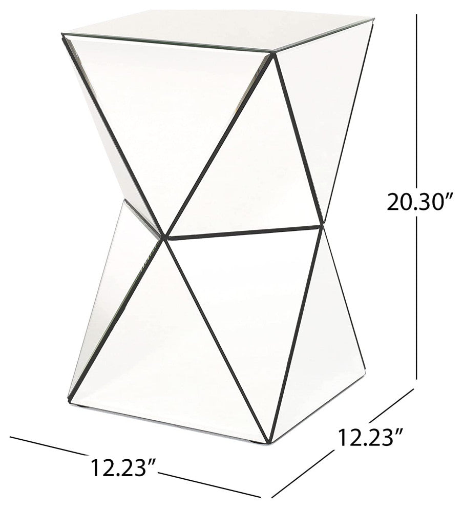 Mirrored Side Table, Clear / Mirror
