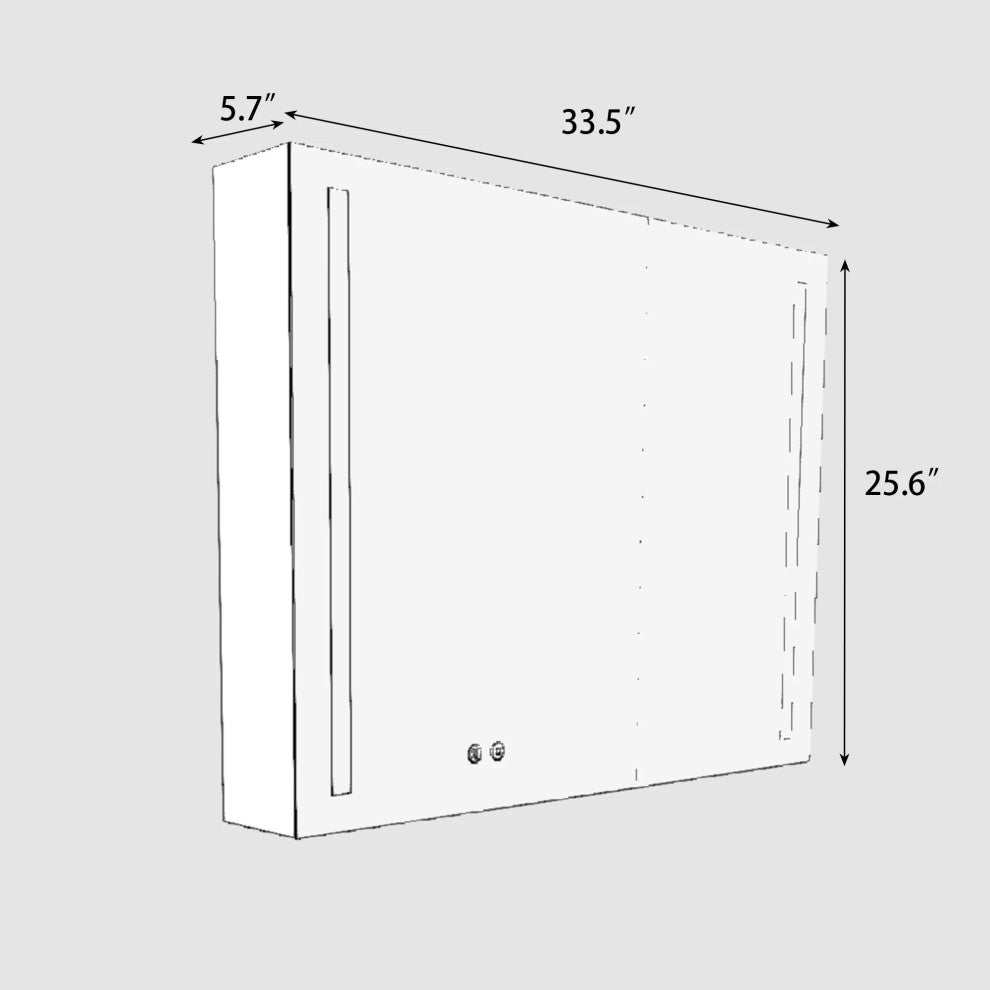 Surface Mount Bath Medicine Cabinet, Mirror and Shelves, 34"