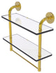 Remi 16" Two Tiered Glass Shelf with Towel Bar, Polished Brass