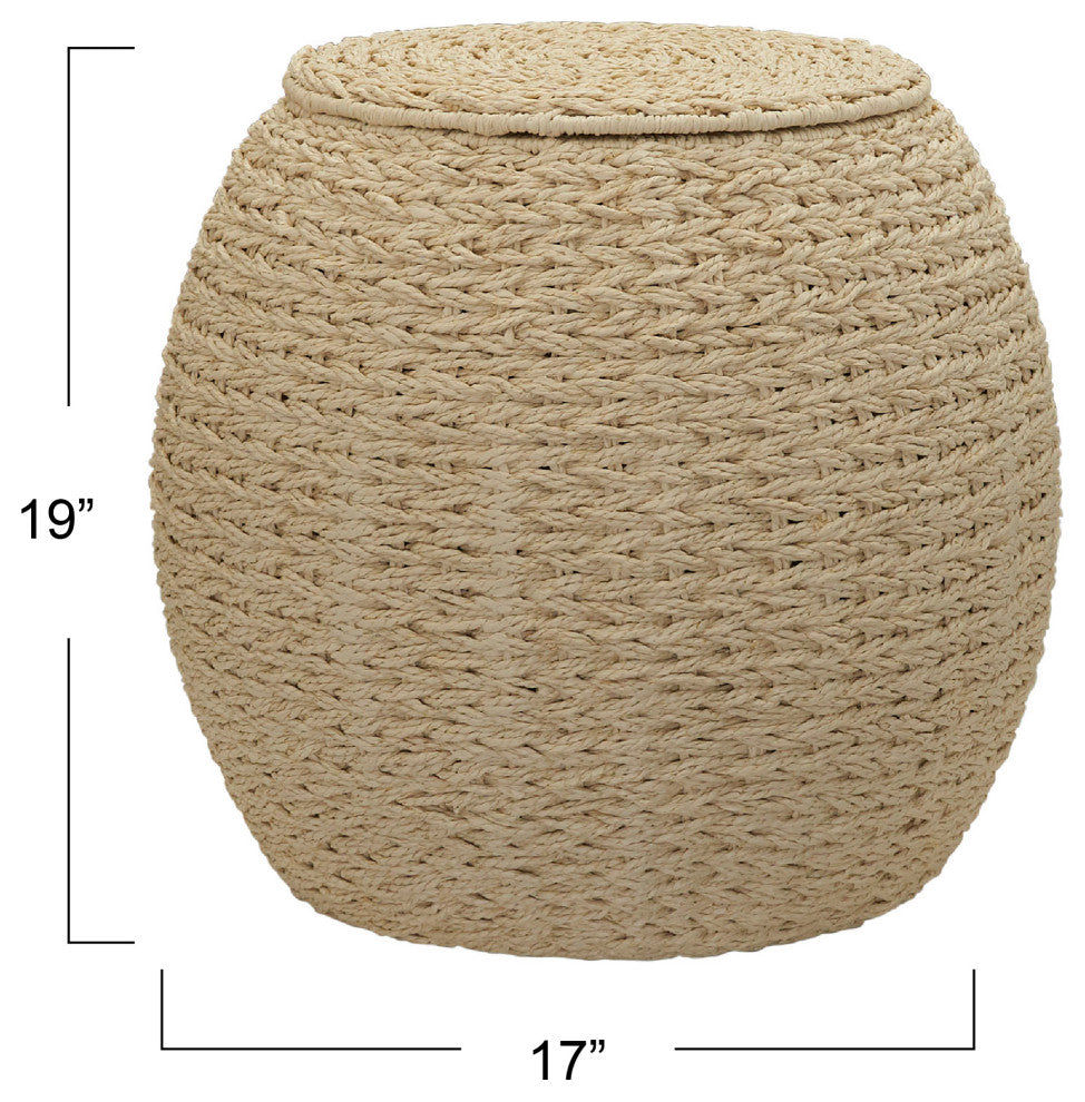 Handwoven Paper Rope Barrel Wicker Storage Basket Side Table