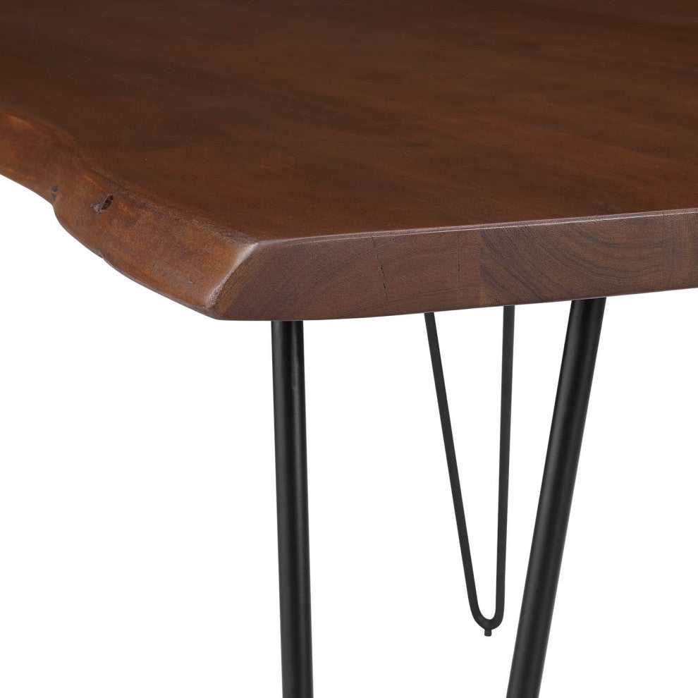 Henley 60" Live Edge Acacia Wood Dining Table, Black Walnut