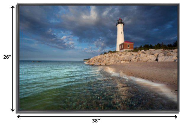 38" Beach With White Light House 6 Giclee Wrap Canvas Wall Art