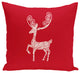 Deer Crossing, Decorative Holiday Animal Print Pillow, Red, 18"x18"