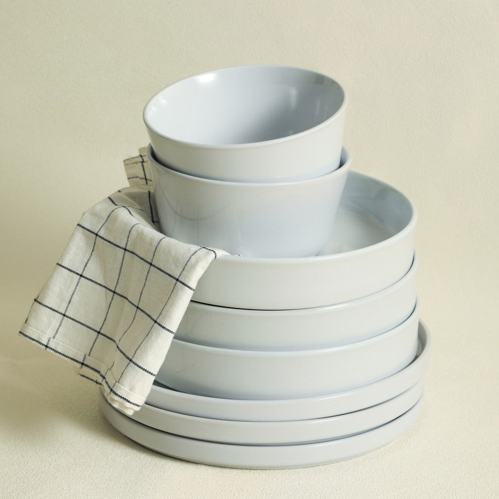 Stone Lain Celina Stoneware Dinnerware Set, Cereal and Dinner Bowls, White, 12-Piece