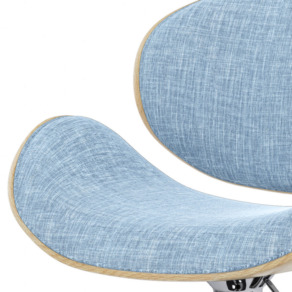 Marana Bentwood Gas Lift Bar Stool, Light Wood, Denim Blue
