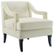 Concur Button Tufted Upholstered Velvet Armchair, Ivory