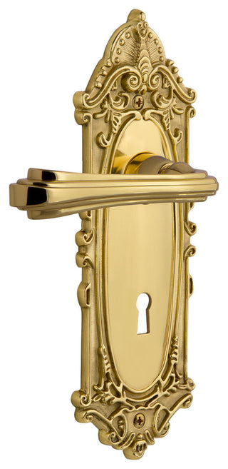 Victorian Plate With Keyhole Fleur Lever, Polished Brass, Left-Handed