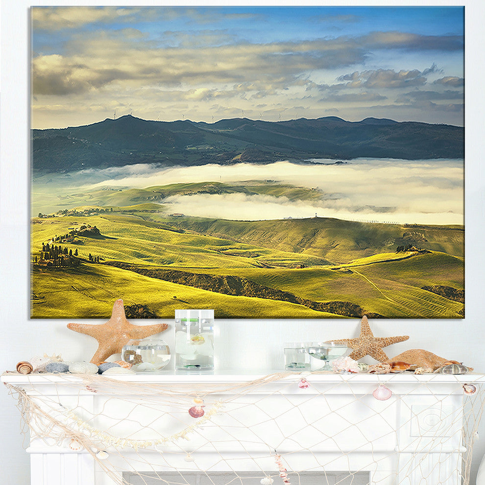"Tuscany Farmland And Green Fields" Landscape Wall Art Print, 32"x16"