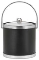 Kraftware Sophisticates Ice Bucket With Metal Cover, Black With Brushed Chrome