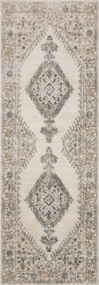 Teagan TEA-02 Area Rug, Oatmeal/Ivory, 2'8"x13'