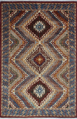Aria Guzar Dark Red/Ivory Rug, 3'10x5'11