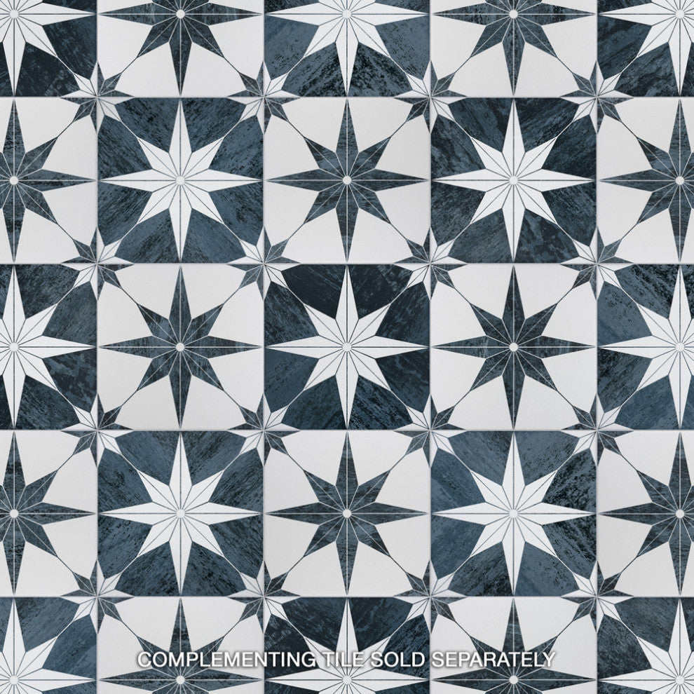 Cassis Stella Porcelain Floor and Wall Tile, Black Night