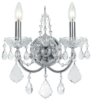 Crystorama 3222-CH-CL-MWP, 2-Light Wall Mount, Polished Chrome