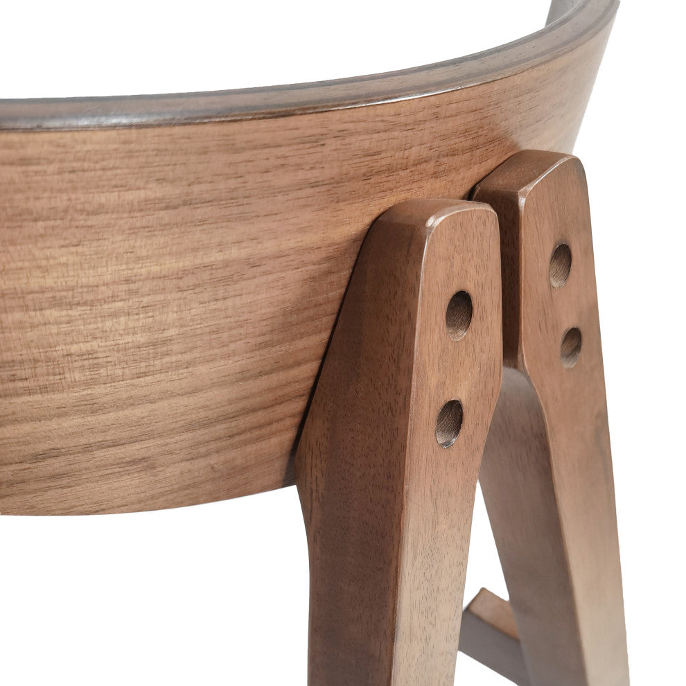 Sunapee Fabric Upholstered Wood Counter Stools, Set of 2, Light Beige + Natural Walnut