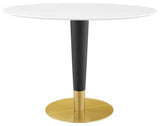 Zinque 42" Oval Dining Table, Gold White