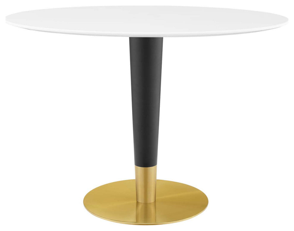 Zinque 42" Oval Dining Table, Gold White