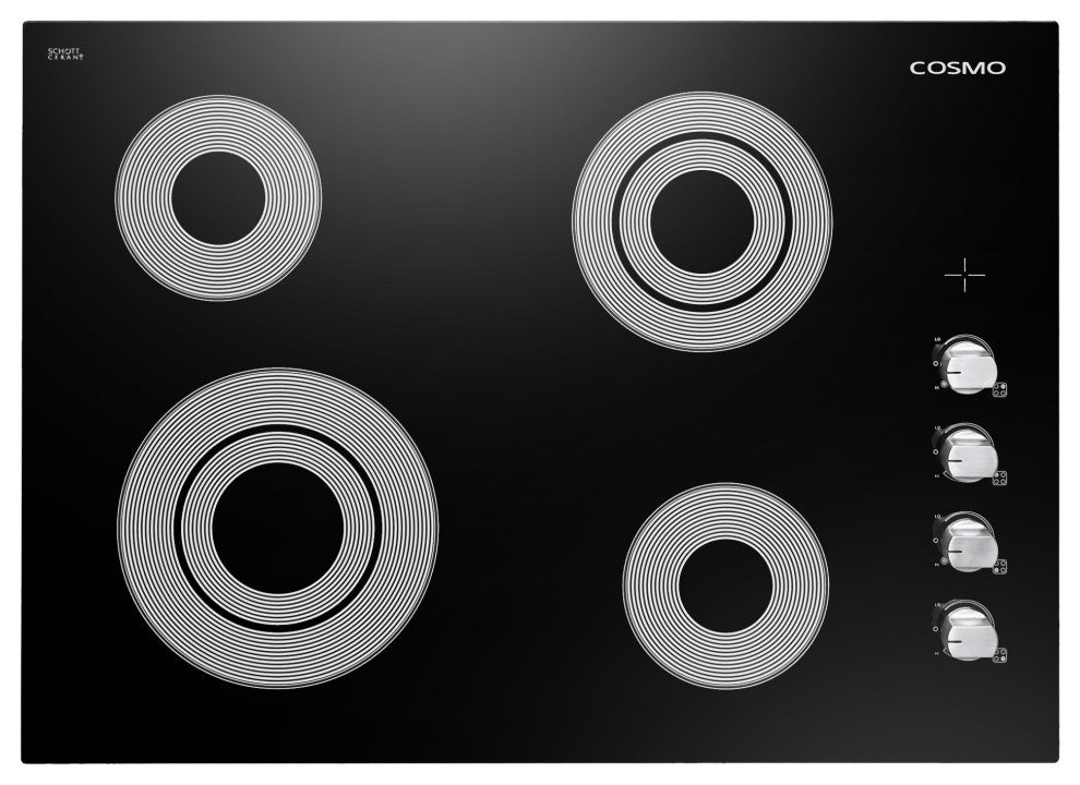 30" Electric Ceramic Glass Cooktop, Black With 4 Electric Burners
