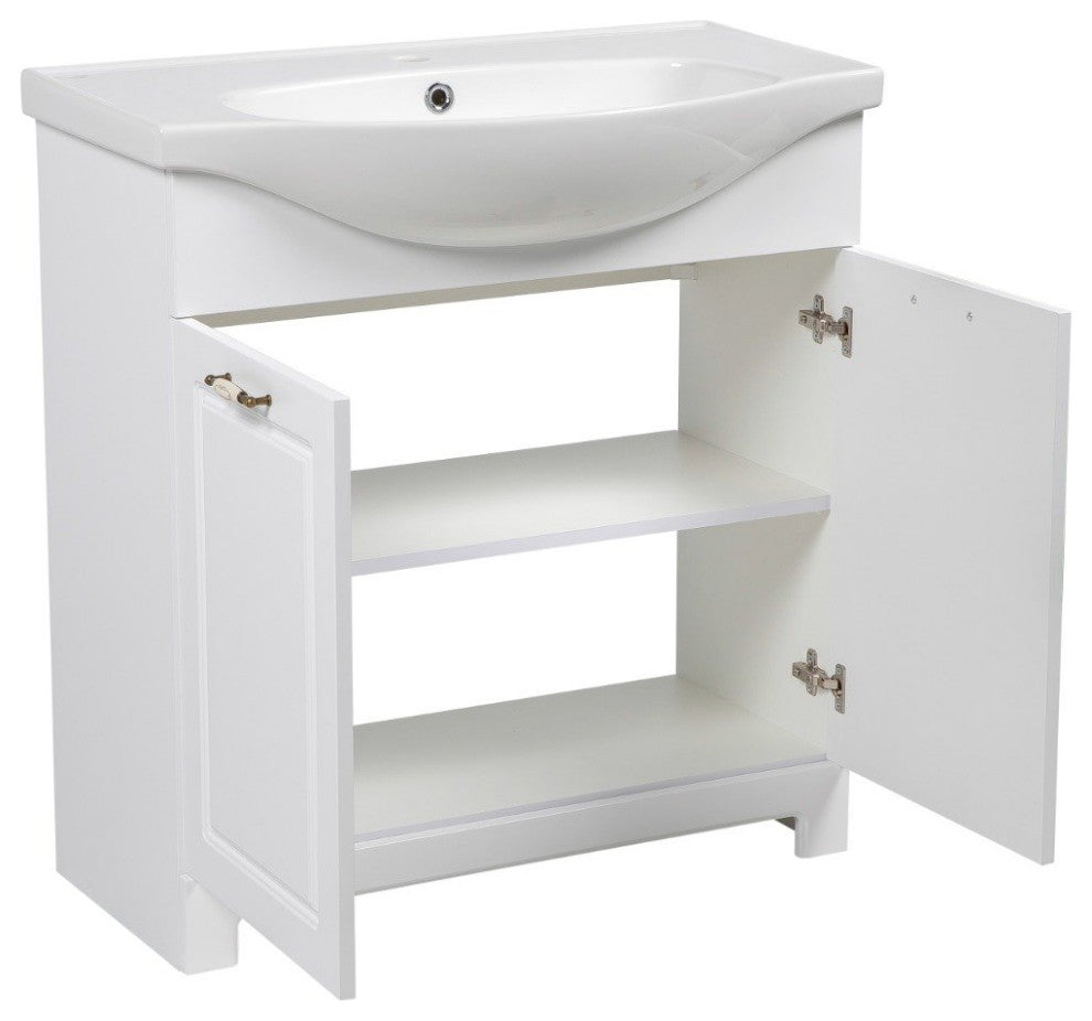Modern Free standing Bathroom Vanity | Classic White Matt 32"-Omega R  24"