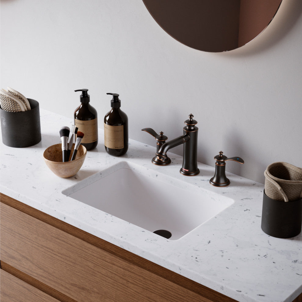 Karran 2-Handle 3-Hole Widespread Faucet With Pop-up Drain, Oil Rubbed Bronze