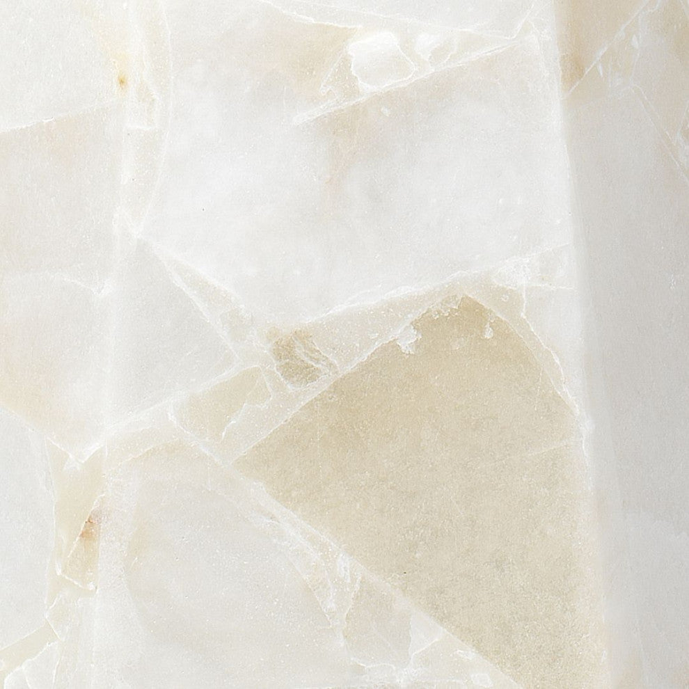 Elegant White Alabaster Tapered Tower Table Lamp 37 in Hexagon Shape Stone Sleek