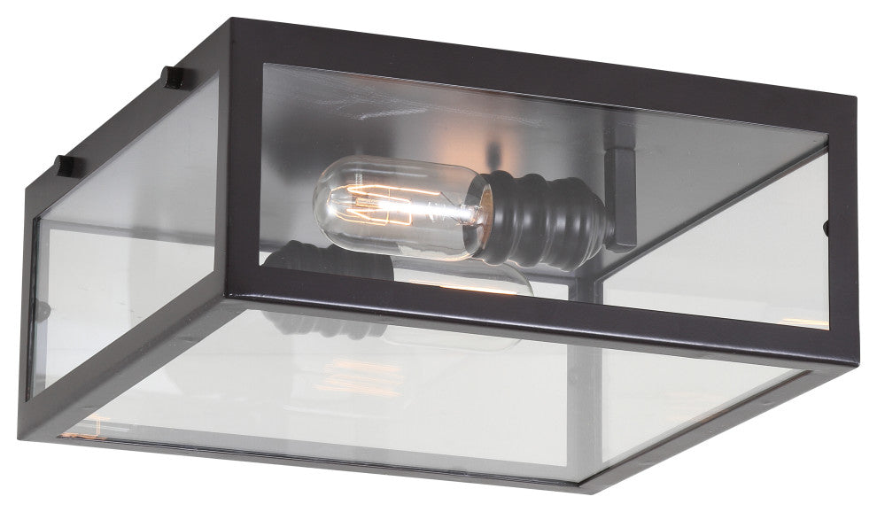 Grayson 12" Metal and Glass LED Flush Mount, Oil Rubbed Bronze / Clear