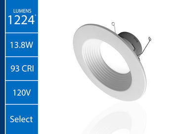DLR56612120SWHBF-12P 5/6", White Recessed LED Downlight, 12 Pack