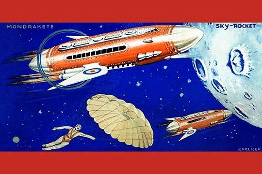 Mondrakete / Sky - Rocket - Gallery Wrapped Canvas Art 28" x 42"
