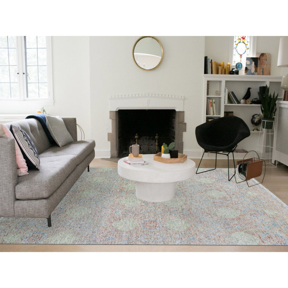 Hand Knotted Obscured and Subtle,Pure Wool, Soft, Oriental Rug, 9'2"x12'
